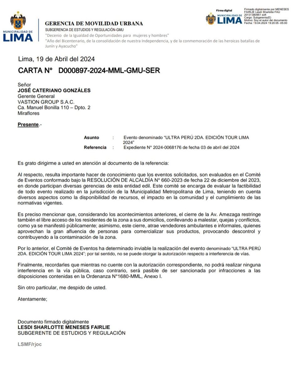 AmanecerLiberta's tweet photo. VERGÜENZA MUNDIAL POR LA MUNI DE LOPEZ ALIGA! 

La municipalidad de lima acaba de clausurar el ultra Perú aduciendo causas tan estúpidas como la afluencia de gente trae ambulantes y estos causan desorden… son lo peor que existe y ahuyentan todas las inversiones del país https://t.co/4LsRm6Xtt6