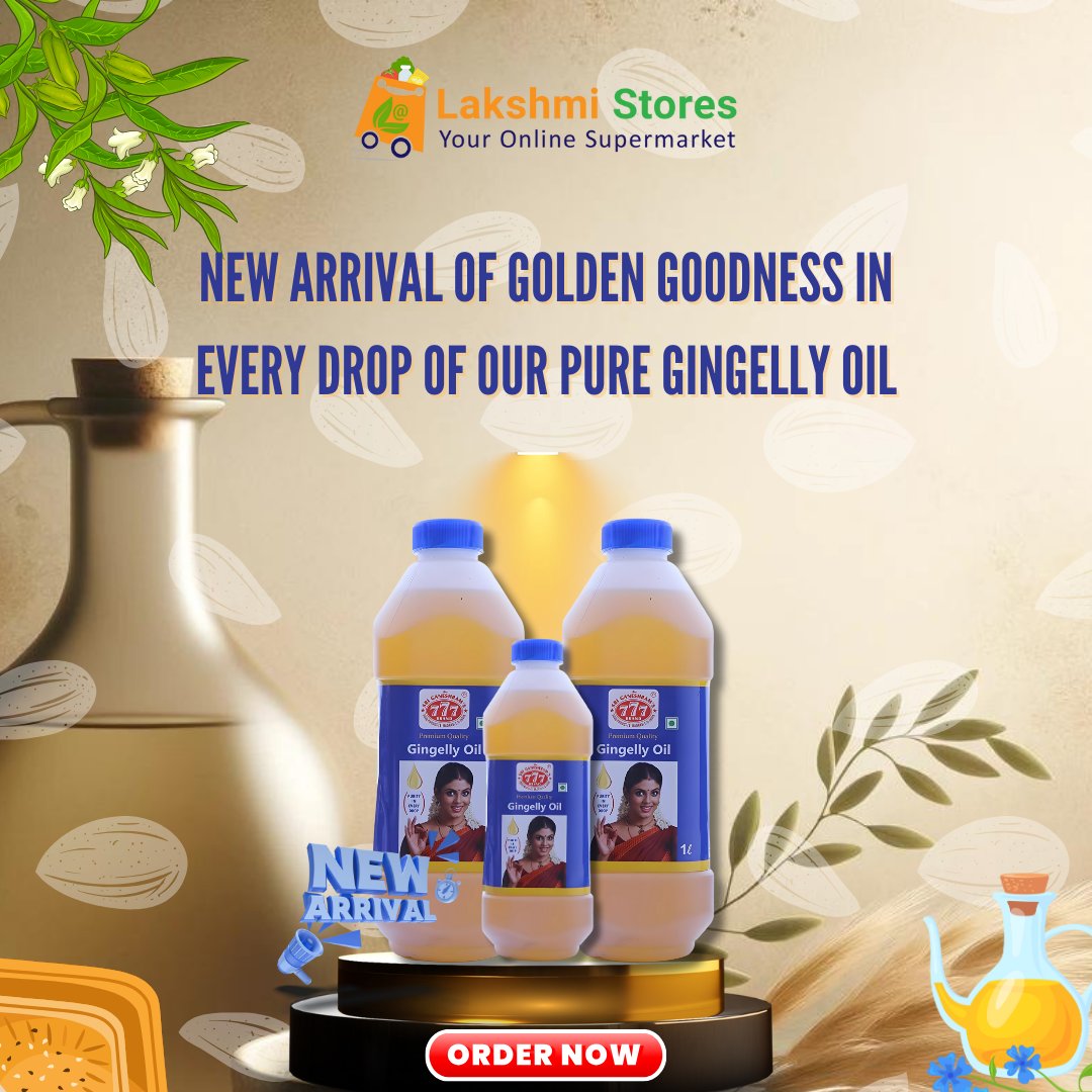 ✨ Introducing the golden goodness you've been waiting for! 🌟 Our pure Gingelly Oil by 777 is here to elevate your culinary experience! Place Your Order Now: lakshmistores.com #lakshmistoresuk #buyonline #newarrival #gingellyoil