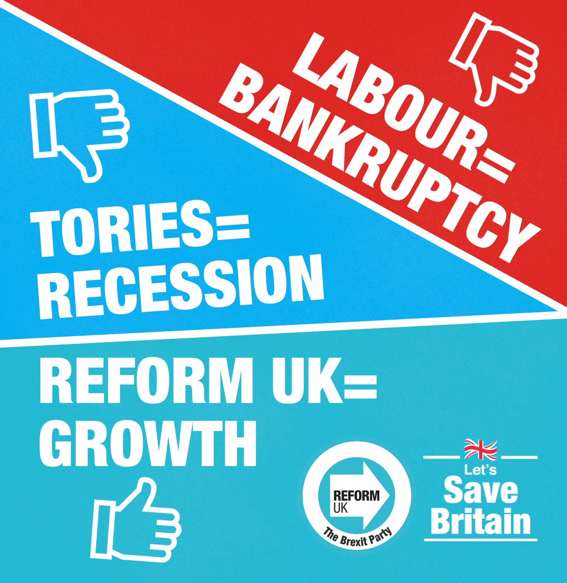 Tory = Recession, Labour = Bankruptcy. Only Reform UK can save Britain! 🇬🇧