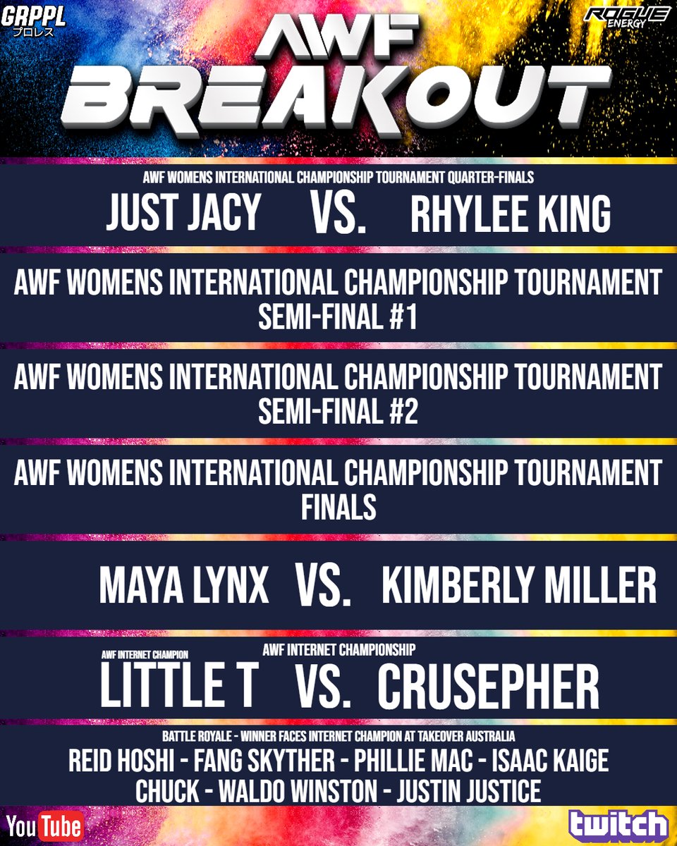 NorthAmericanPW's tweet photo. ***Correction

This Monday's Quarter-Final Match in the AWF Women's International Championship #1 Contenders Tournament  will be between 

Just Jacy (@jacy_jayne66953)
vs.
Rhylee King (@RosaryDreamer1) https://t.co/EPt723Un49