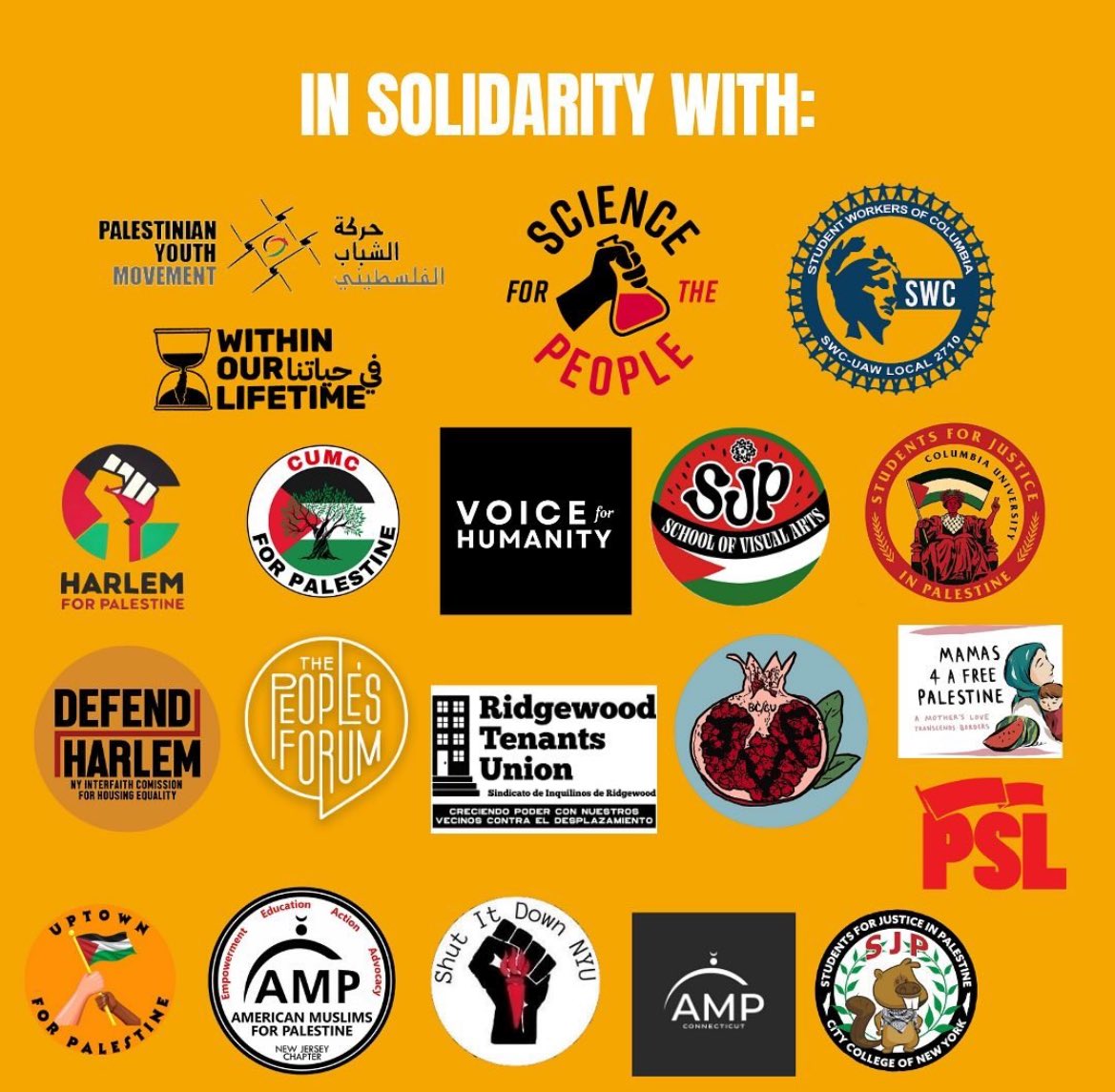 ColumbiaSJP's tweet photo. MARCH AGAINST DISPLACEMENT ❤️‍🔥Join us in community at 3 PM, United Palace to rally against @Columbia’s displacement in Harlem &amp; Palestine. 
We call for an end to Columbia University’s complicity! https://t.co/RySFI70LaZ