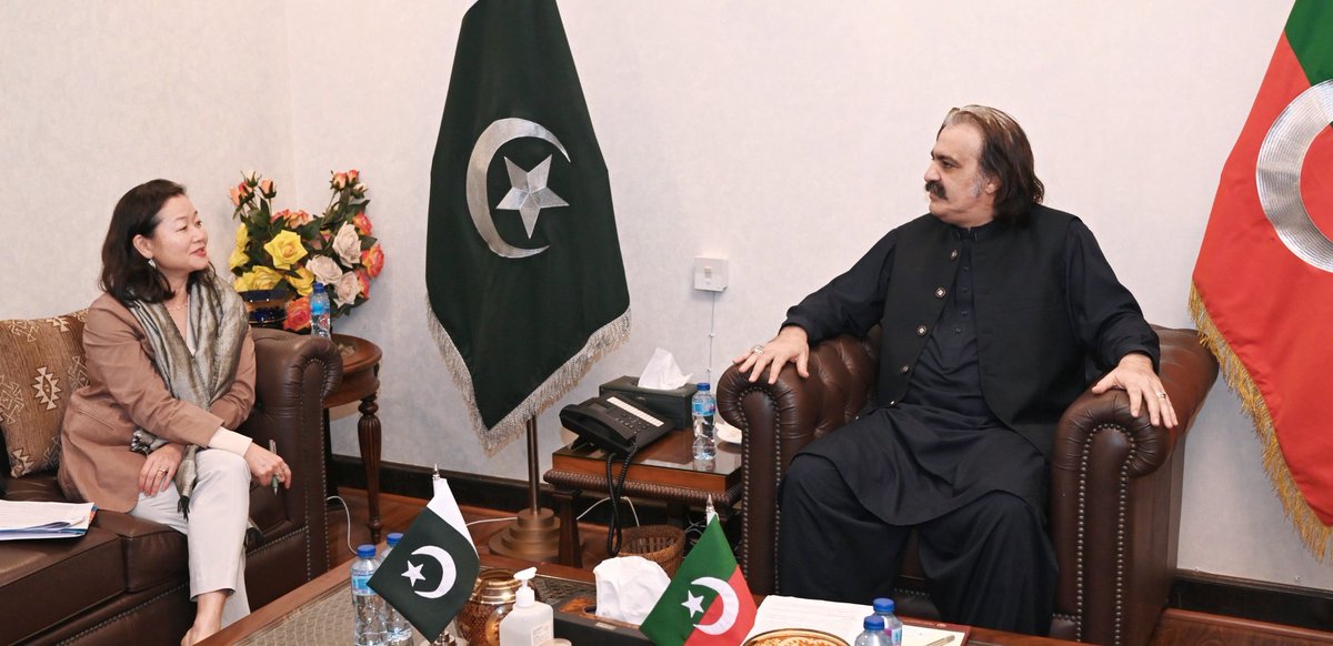 Chief Minister Khyber Pakhtunkhwa Sardar Ali Amin Khan Gandapur called on by the Country Director of United Nations World Food Program (UNWFO) in Pakistan Ms. Coco Ushiyama.