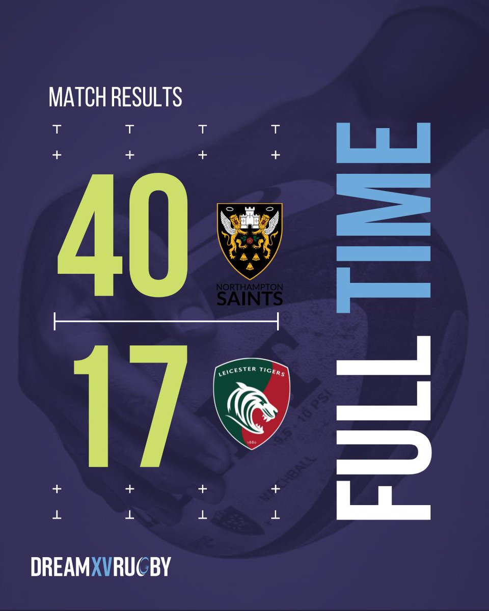 The East-Midlands Derby is finished and @SaintsRugby emerge the victors! A huge second half from the league leaders giving them the bonus point win and making it almost certain we will see them in the playoffs 😇. #GallagherPrem #NORvLEI