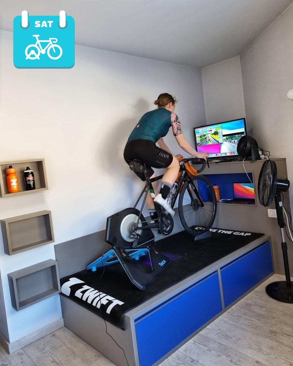 Riding into #SetupSaturday like...🚴‍♀️🎉 Show us what makes your Zwift setup great, and we'll share our favorites! #gozwift