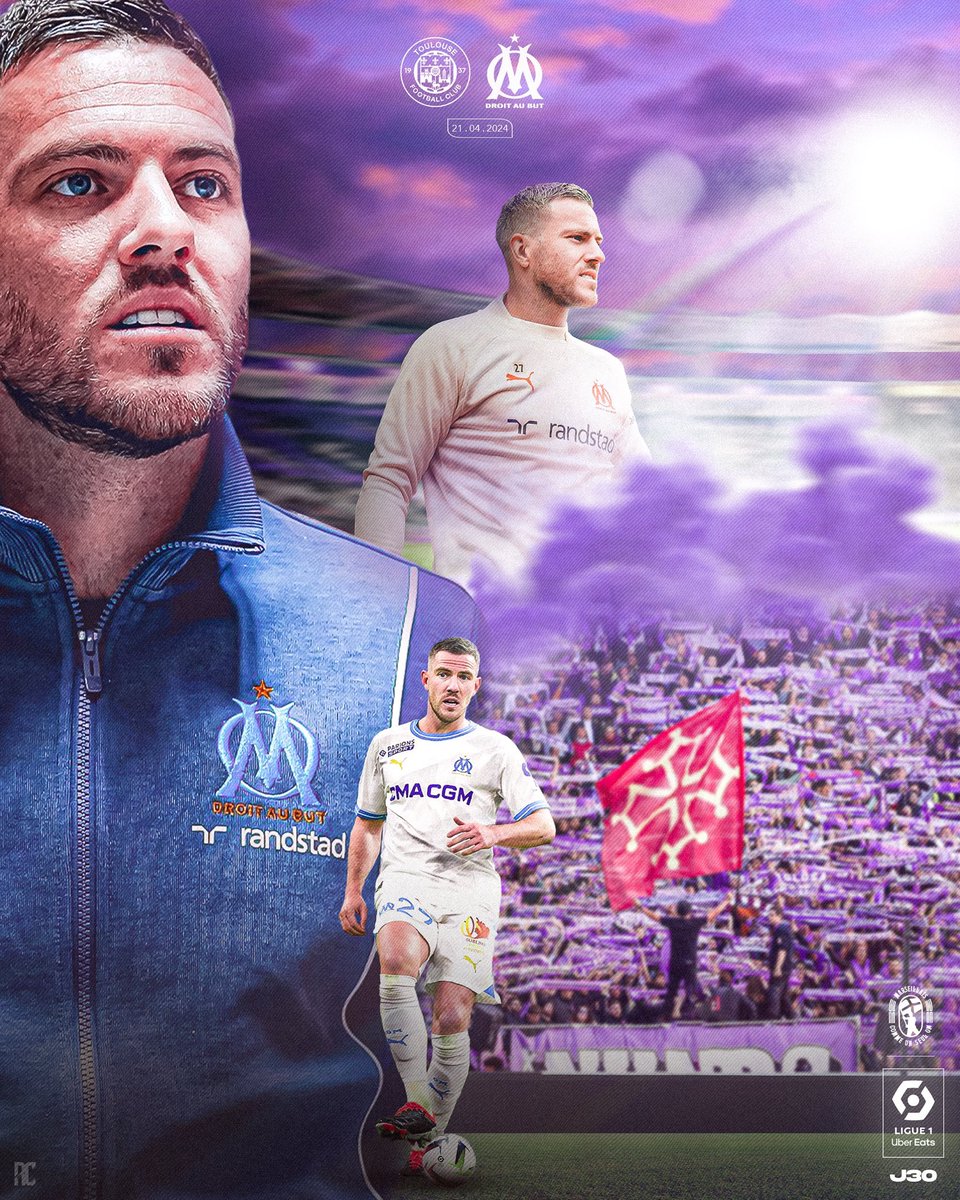 ⚔️ JOUR DE MATCH ! 🕙 19H00 🏟️ Stadium de Toulouse 📺 @PVSportFR 👮‍♂️ Clément Turpin 🎨 @rc_designx ✅ LA QUALIF OU TCHITCHI ! #TeamOM I #TFCOM