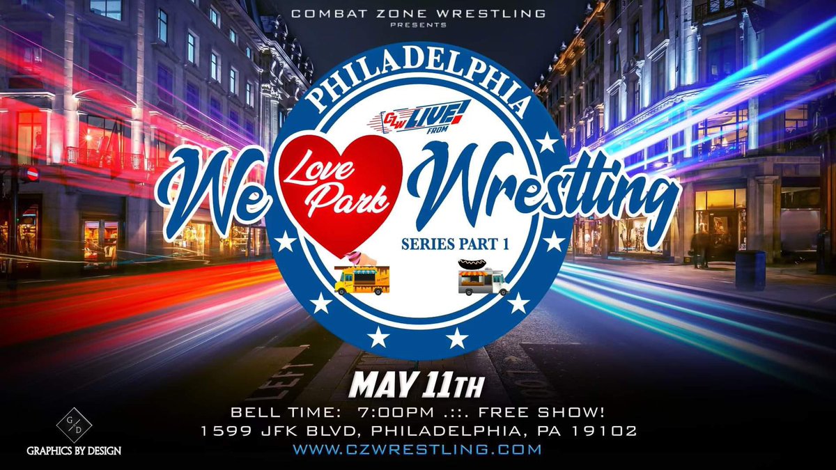 🚨 PHILADELPHIA 🚨 The first edition of We Love Wrestling Series will be in Saturday, May 11th at the LOVE PARK as we bring pro wrestling to Philly! ***This event is COMPLETELY FREE!*** More TBA! CZW presents “We Love Wrestling” Sponsored by Love Park Saturday, May 11 Love