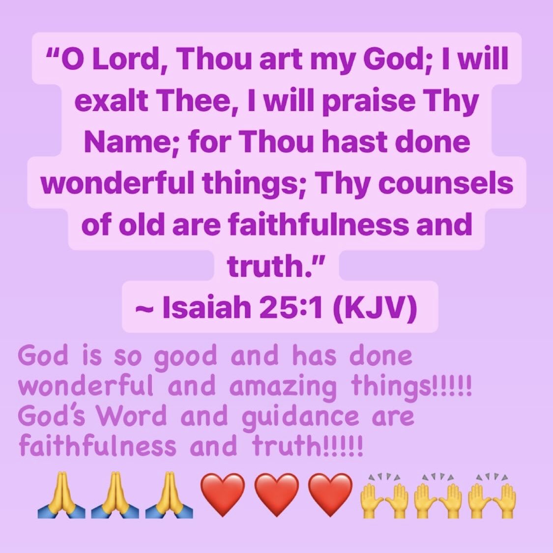 God is so good and has done wonderful and amazing things!!!!! God’s Word and guidance are faithfulness and truth!!!!!
🙏🙏🙏❤️❤️❤️🙌🙌🙌
#PraiseGod #PraiseTheLord #GodIsGood #Christian #LoveGod #LoveJesus #LoveEveryone #Love #FaithInGod #ChristianFaith #Faith #HopeInGod #Hope +