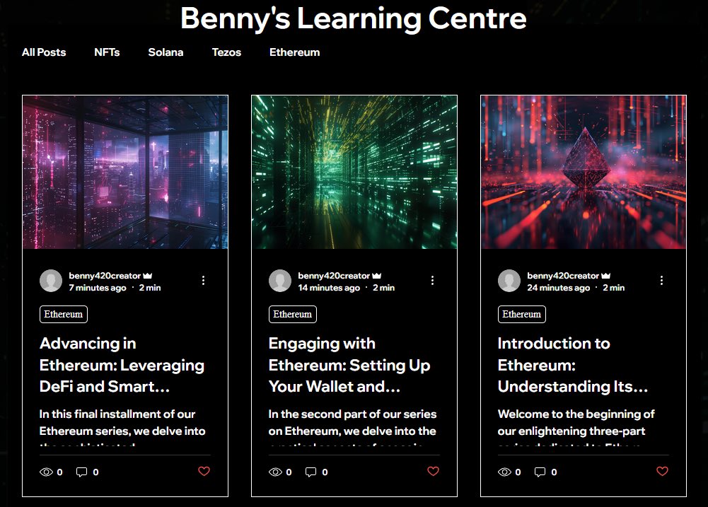 Hi folks! ✊🏼❤️ Ethereum learning section now live! benny420creator.xyz/learning/categ… Make sure to sign up for my loyalty program and earn Benny points by liking and commenting! benny420creator.xyz/loyalty Have a great day! ❤️✊🏼🫂
