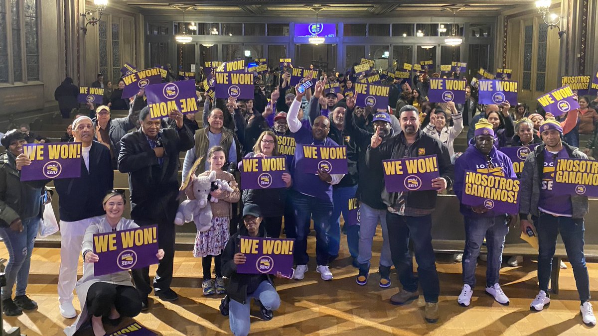 BIG NEWS!! Hundreds of Local 1 @ChiPubSchools custodians have unanimously voted to ratify their new three-year contract! Local 1 custodians won significant raises, extra time off, protected their healthcare and much more!