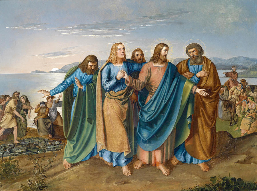 Carl Oesterly, 'Jesus And His Disciples At The Sea Of Galilee' Matthew 16 Then Jesus said to his disciples, “If anyone would come after me, he must deny himself and take up his cross and follow me. For whoever wants to save his life will lose it, but whoever loses his life