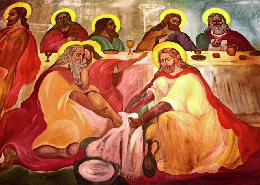 Munir Alawi, 'Jesus Washing The Feet Of The Disciples' Matthew 16 Then Jesus said to his disciples, “If anyone would come after me, he must deny himself and take up his cross and follow me. For whoever wants to save his life will lose it, but whoever loses his life for me