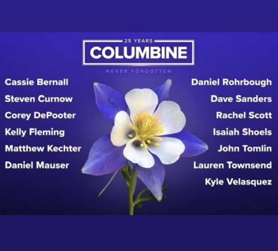 Remembering those lost 25 years ago & the horror of watching this tragedy unfold just 90 min away from my college campus. I will honor your memory with action and a renewed commitment to common sense gun reform. 
#Columbine #commonsensegunlaws