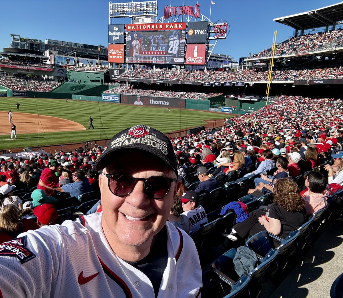 Great day to be at the ballpark. @nationals celebrating their 2019 Championship. And up 2-1 over their opponents then and now - the Astros.