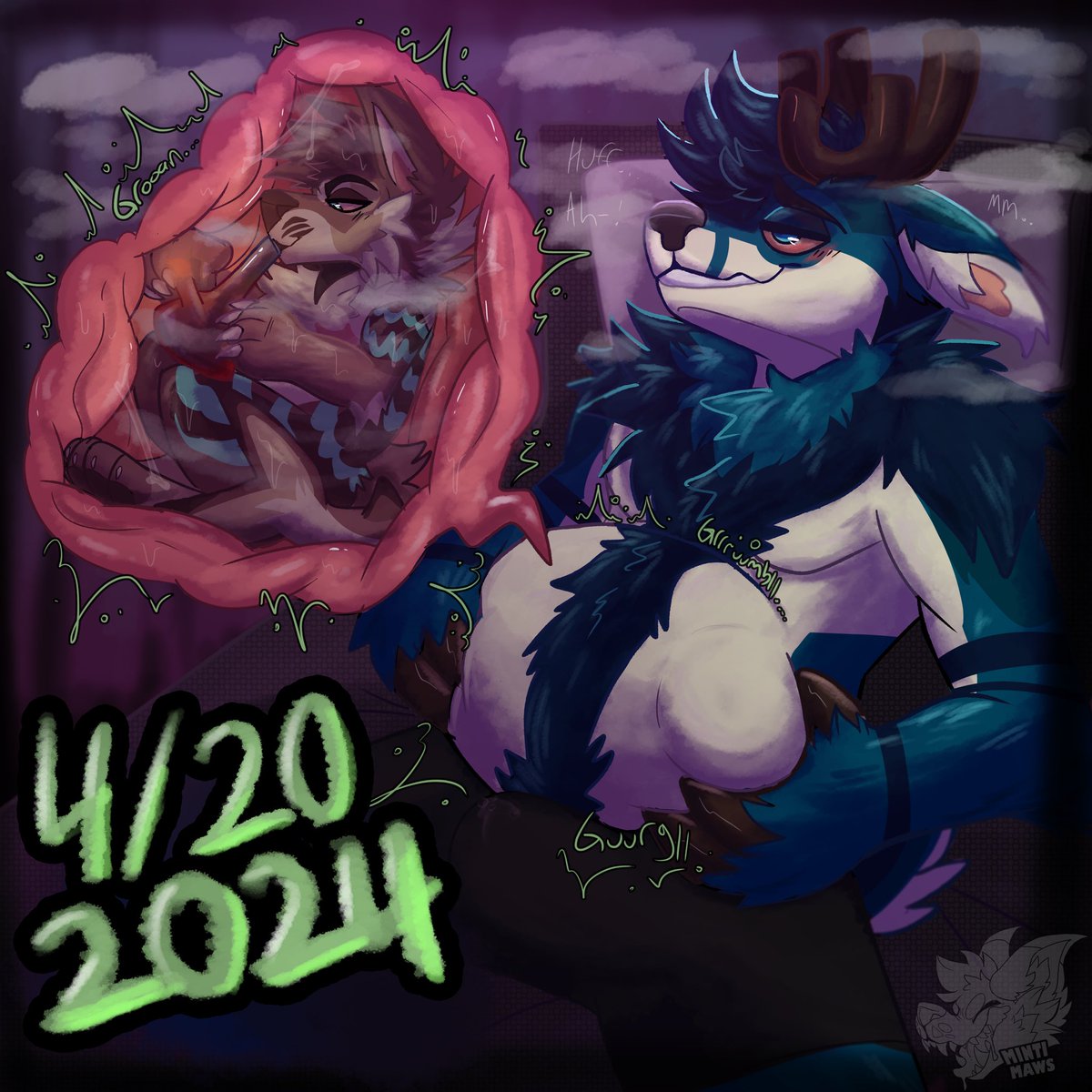 MintiMaws's tweet photo. CW vore , weed 

If you ain’t hotboxing in someone’s belly then what you doing on 4/20?? https://t.co/zKU8jM3kPg