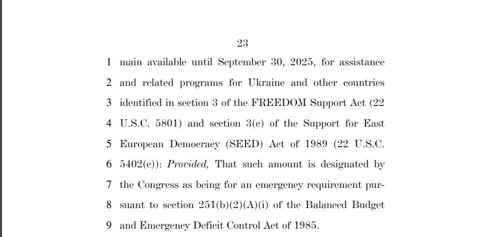 @SpeakerJohnson Title IV of the Ukraine Aid bill: funds appropriated to the President: -$39 million for USAID operating expenses -$25 million for 'transition initiatives' - $7.9 BILLION for an 'economic support fund' - $1.6 BILLION for 'Assistance to Europe, Eurasia, and Central Asia'