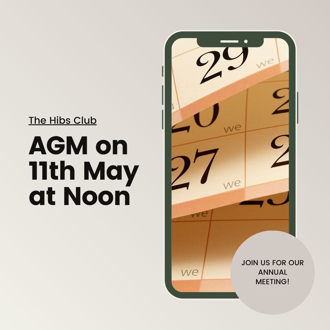 It's that time of year again... All members are not only welcome but positively encouraged to attend our AGM. Saturday 11th May at noon! #hibsclub #hibsclublife