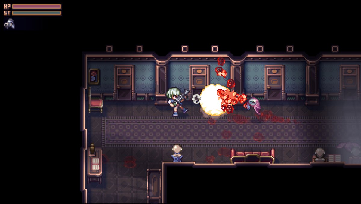 Claurospa's tweet photo. 🩸 As in the best #ResidentEvil games, completing EVIL TONIGHT on Hardcore difficulty will give you the devastating Infinite Grenade Launcher! 😎💥.
@DYAGames
#EvilTonight
#SurvivalHorror #HorrorGame #Horror #PixelArt https://t.co/9VEFEO4fmF