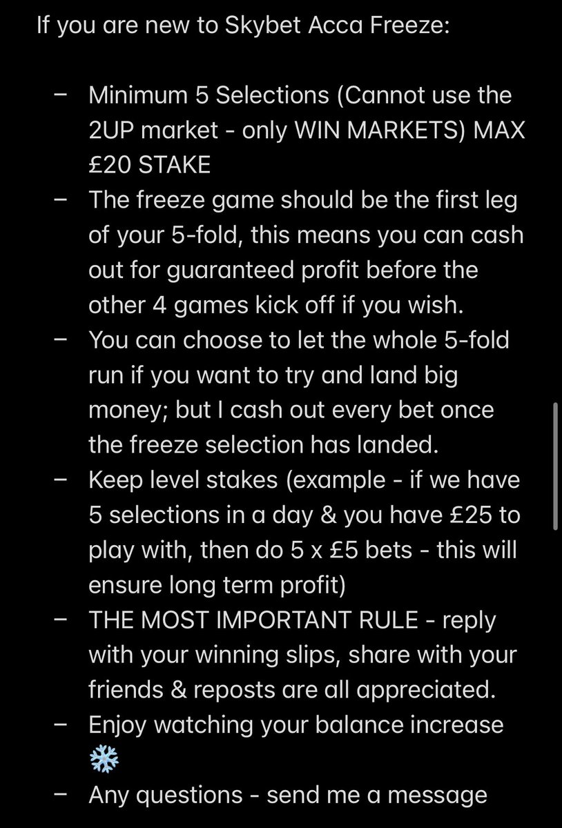 Sunday Freeze Bets ❄️🚨

Casa Pia 8/1 ❄️
Vitoria 19/2 ❄️
Pendikspor 10/1 ❄️
Alcorcon 13/2 ❄️

1 minimum needed for profit, let’s do it 👀