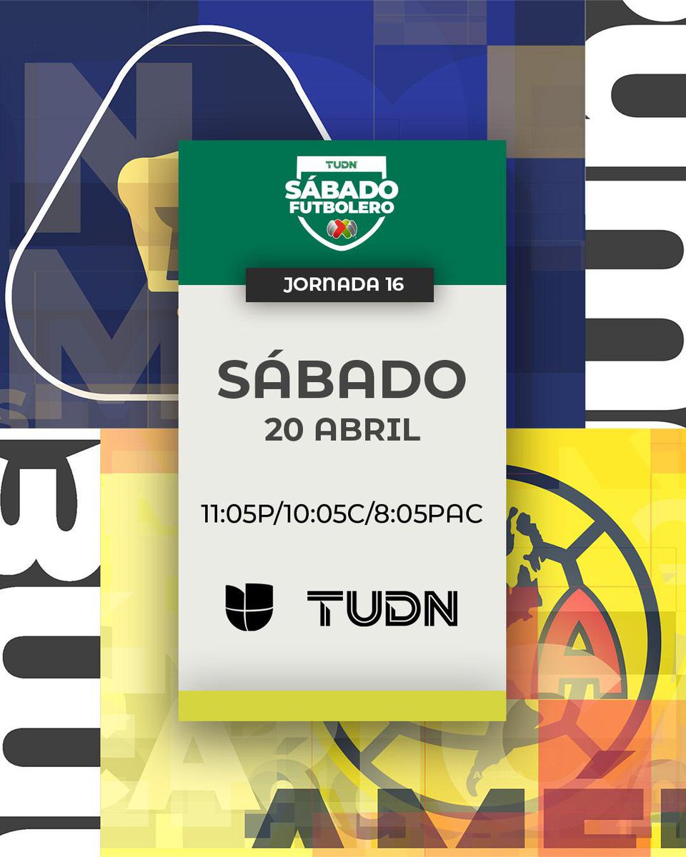 #SabadoFutbolero Jornada 16 HOY A partir de las 6P/5C/3PAC Por @Univision @TUDNUSA