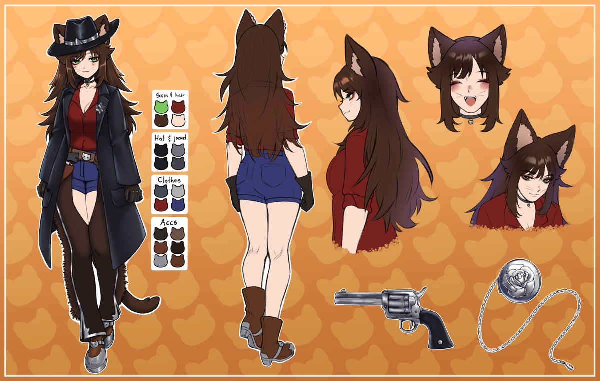 Can't believe its only 7 days til the debut, in celebration I'd like to share my full ref sheet! Rootin' tootin' catgirl cowgirl is almost here. Thank you all for supporting me, can't wait to see you on the 27th. ❤️🤠
🎨 @/sleepinky_