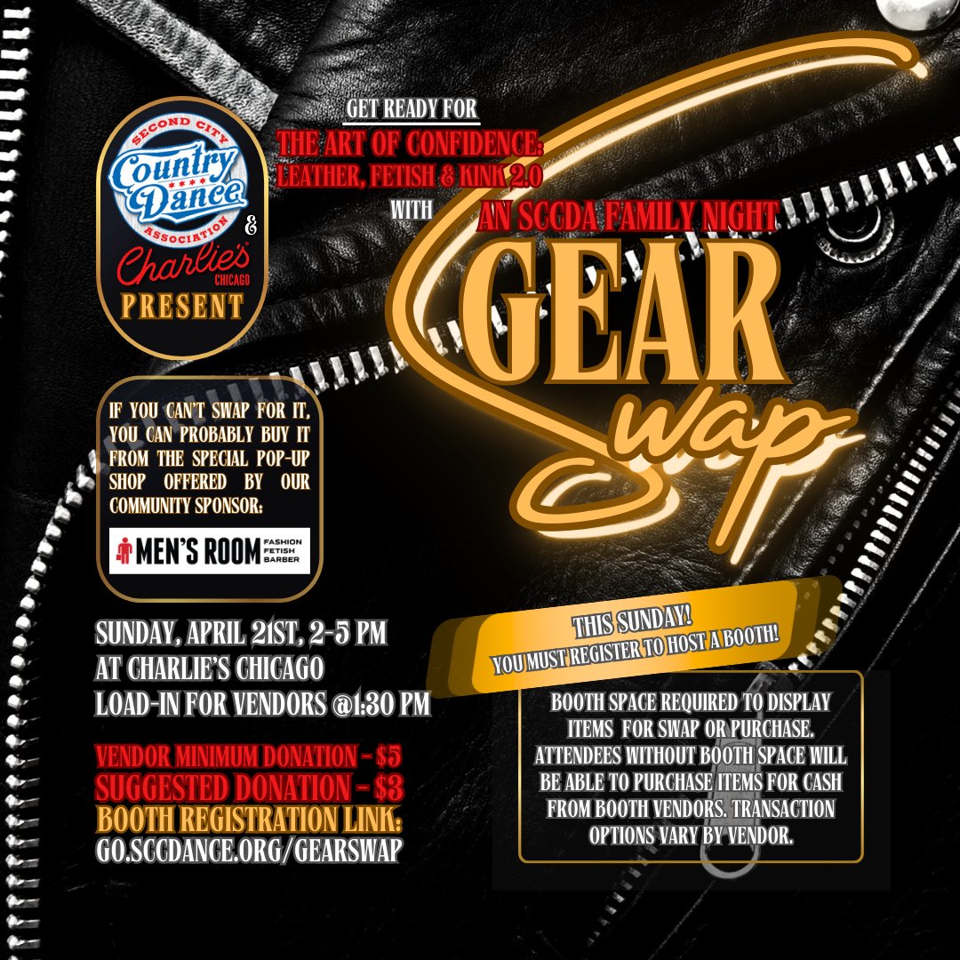 Tomorrow, gear swap at Charlie’s! Register for a booth today or tomorrow to vend and swap your stuff, or show up as a buyer.