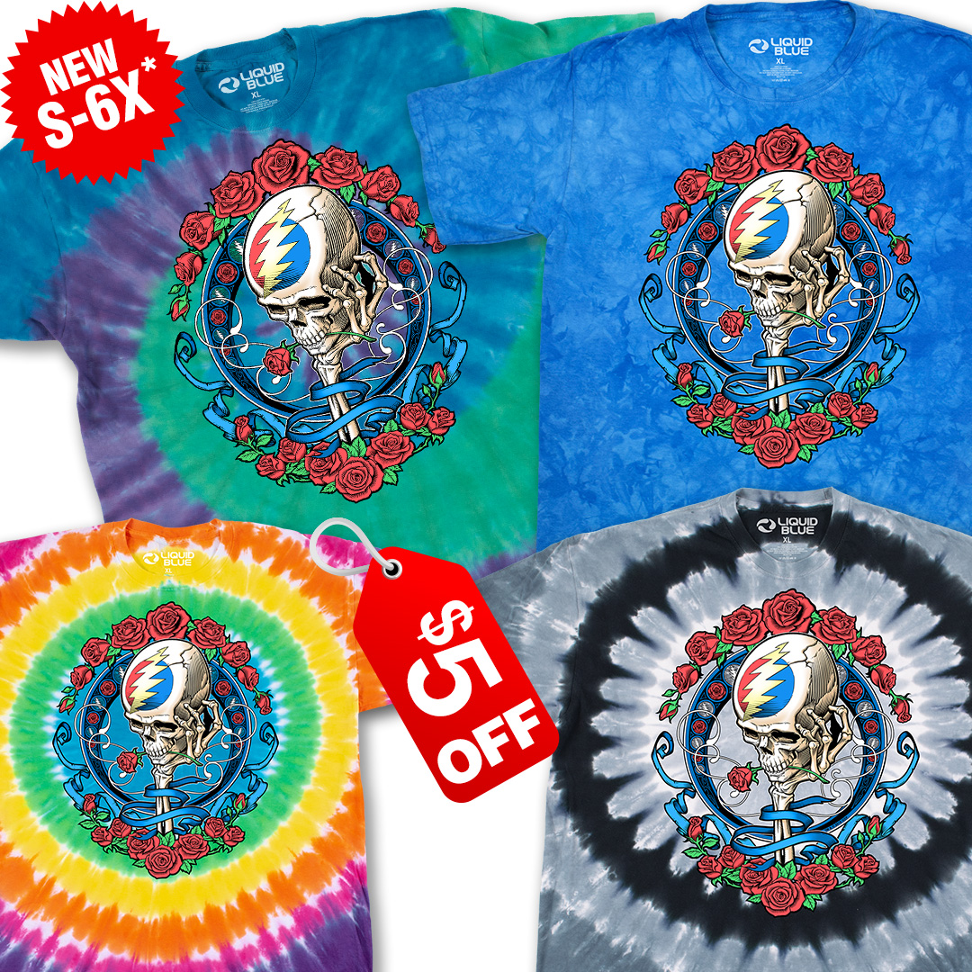 Awesome Weekly Specials! liquidblue.com/build-your-own… $5 OFF NEW Grateful Dead SYF Nouveau Tie-Dye, Tee, Long Sleeve & Hoodie $4 Shipping* #gratefuldead #deadandcompany #lasvegas #sphere #syf #stealyourface #tiedye #hoodie #vintagetee #hippie