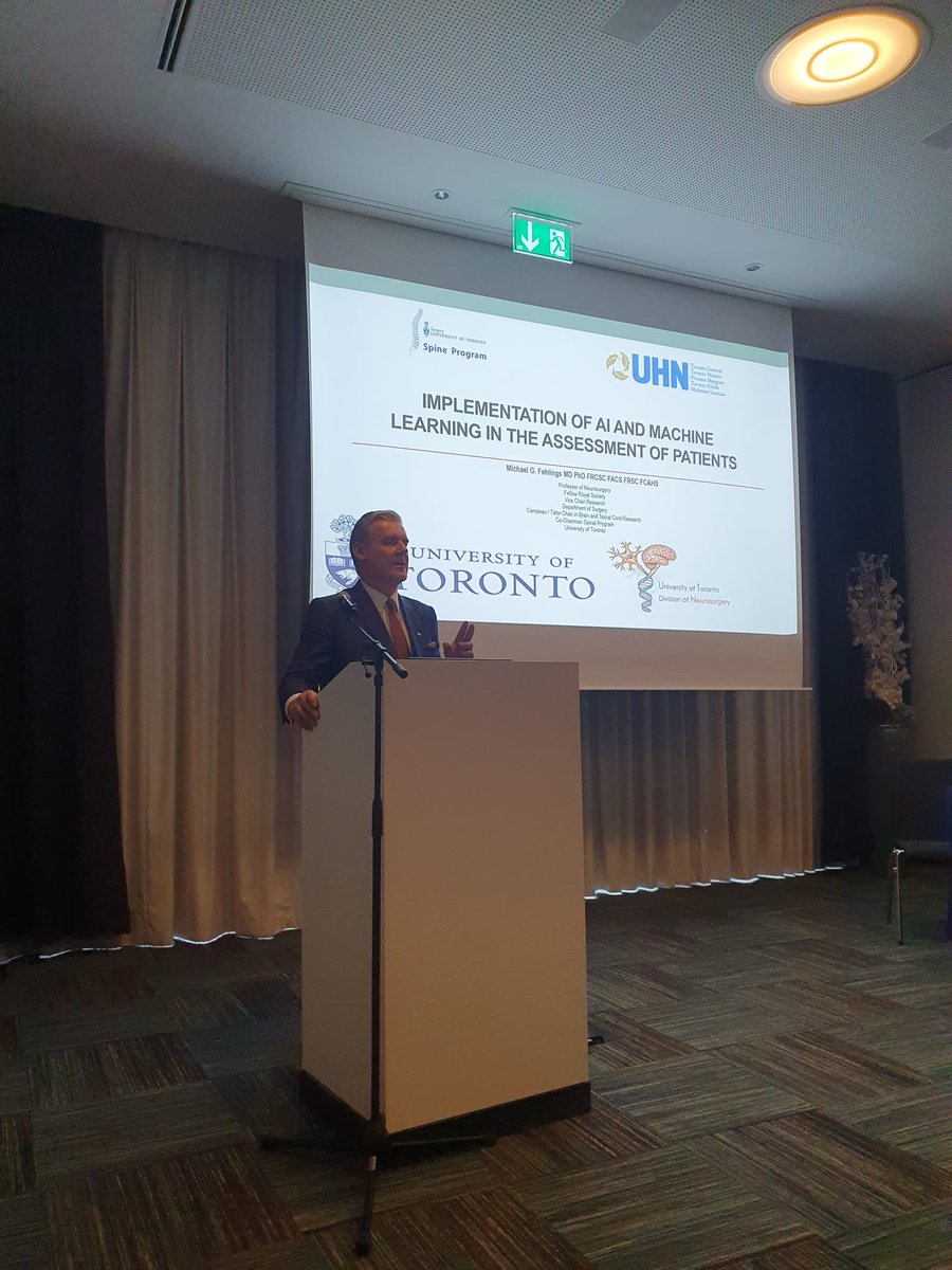 Delivering a keynote lecture at the European Association of Neurosurgery Societies meeting on the role of AI and machine learning in the assessment of patients.