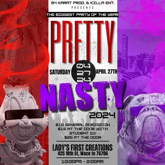 94kProd's tweet photo. Pretty Nasty is Back make sure y’all get your presales soon party of the year ! https://t.co/zIUQ18CvFM