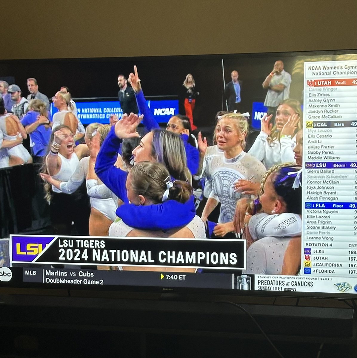 RhondaPeters's tweet photo. Yes!!!🎉 @LSUgym killed it on beam!! Congratulations to the team! #GeauxTigers #NCAA https://t.co/awBpgP9IJq