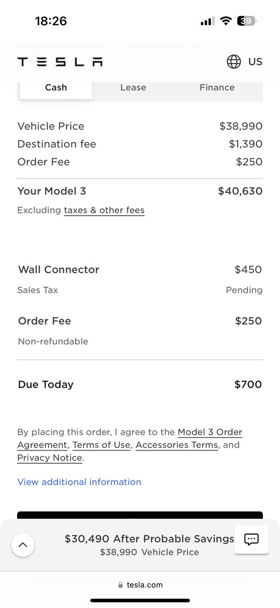 michelco60's tweet photo. @elonmusk @Hombre__Manzana Esa información en realidad no muestra el  precio que el cliente paga por el @tesla Model 3. En la letra chica abajo dice: después del crédito fiscal de USA y del ahorro estimado de combustible. Este es el verdadero precio + el 7% del sales tax. Precio Total  Real $ 44.423 https://t.co/hCoLUiYfja