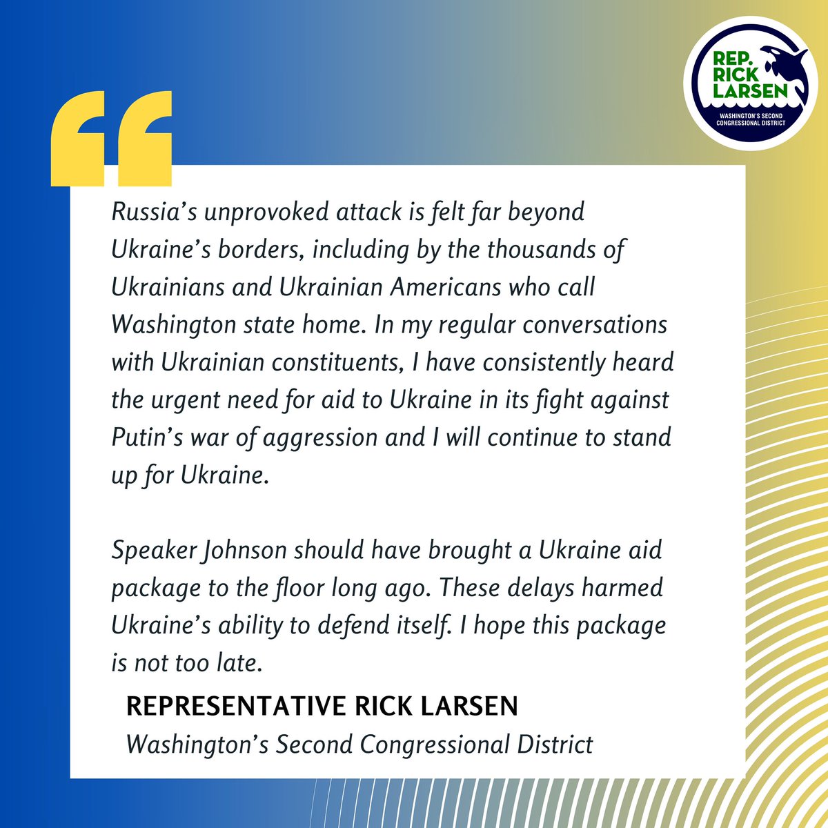 ✅ Ukraine aid The Senate must act quickly so the aid can begin to help Ukraine push back against Putin. 🇺🇸🇺🇦