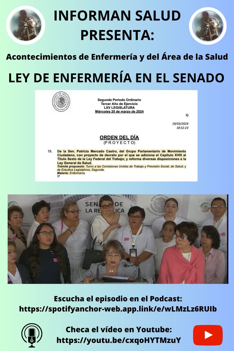 InforManSalud's tweet photo. Proyecto de decreto por el que se adiciona el Capítulo XVIII al Título Sexto de la Ley Federal del Trabajo y de reforma a diversas disposiciones a la Ley General de Salud
Podcast: 
https://t.co/5Dd8Qwf5cd
Youtube:
https://t.co/5ipufD8jE1 https://t.co/WCZRfVSeqT