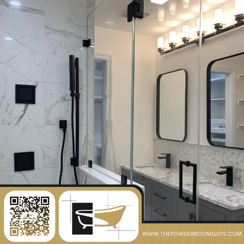 roomguys's tweet photo. This is no ordinary bathroom! It’s a Powder Room Guys Bathroom! View all our work from our website which you can go to right now by scanning the QR code! https://t.co/rVfbLw5UoK