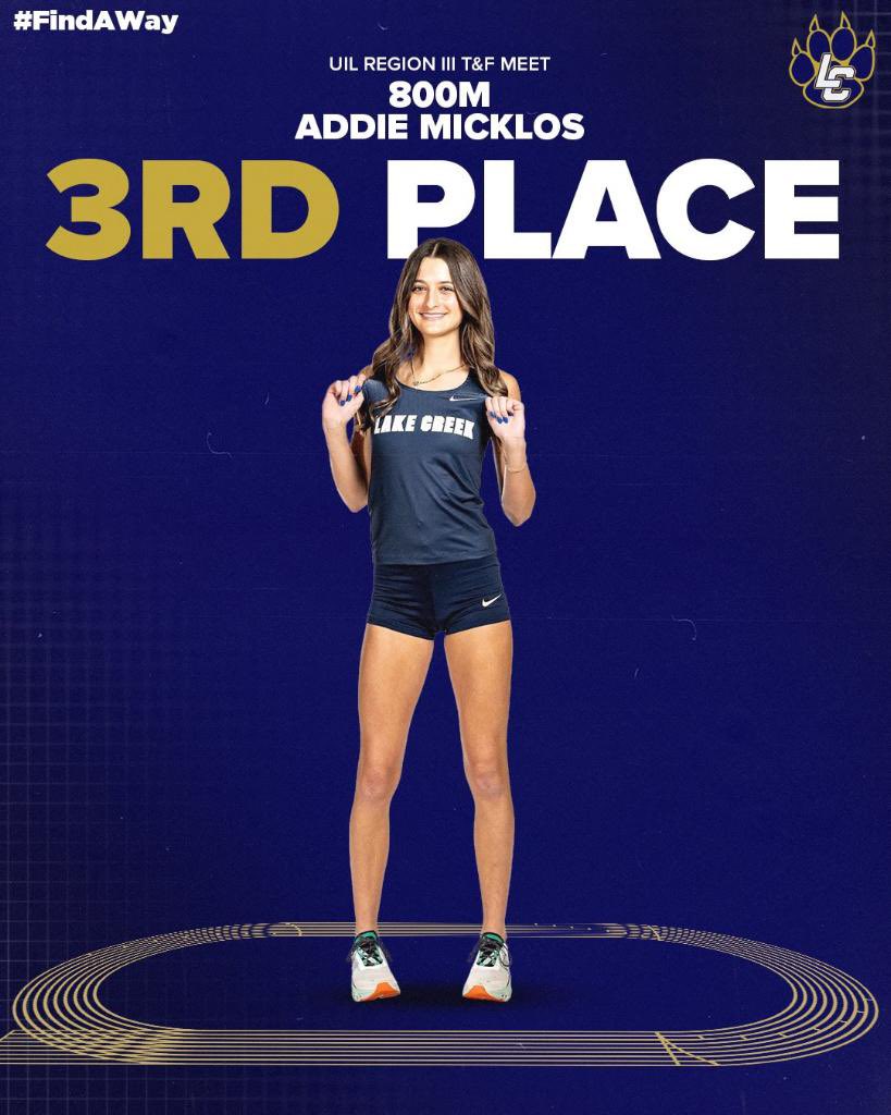 Addie Micklos is your 3rd place finisher in the 800m in 5A Region III🥉

#FoundAWay😤