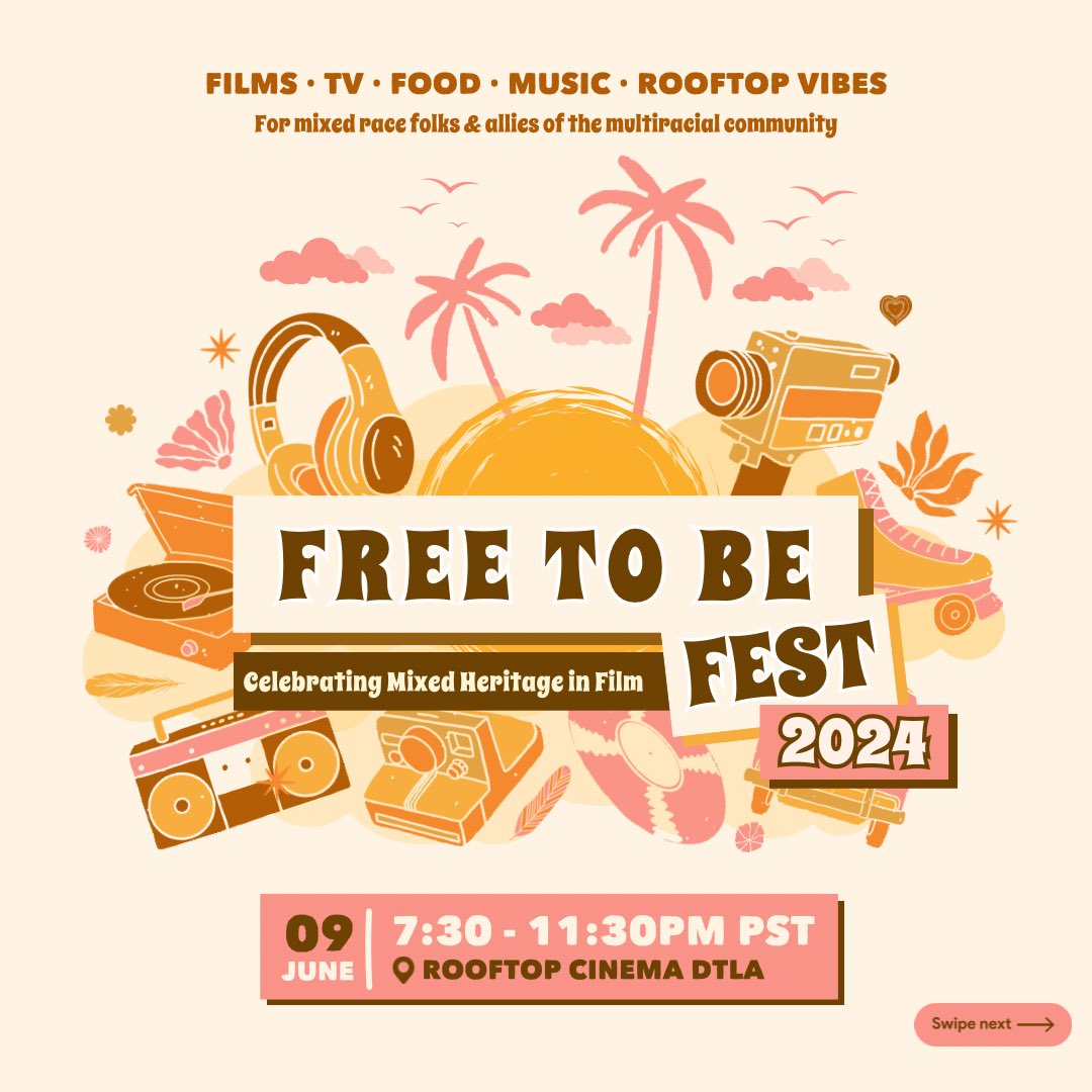Excited to host the first ever Free to Be Fest on June 9 in LA! We’re celebrating mixed heritage in film this year with an outdoor screening!
 Join us in person or on the livestream! 
Ticket links in my bio!
<a href="/TsehaitheShort/">Tsehai the short film</a> <a href="/BlendedFuture/">Blended Future Project</a> <a href="/ConroeBrooks/">Conroe Brooks</a>