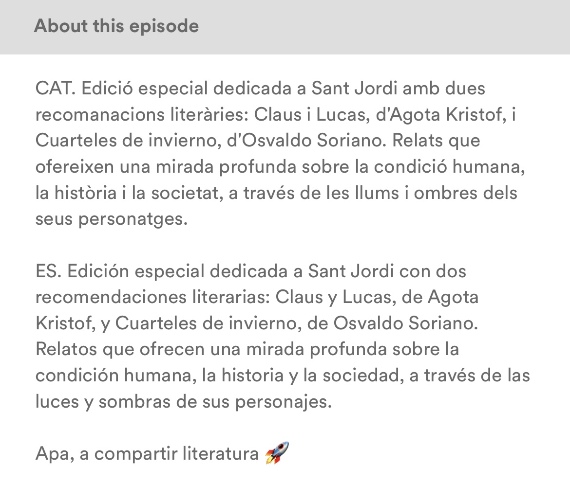 RefugiB612's tweet photo. Pòdcast que destinem a dos llibres increïbles. Anem forts.
🚀 #RefugiB612 https://t.co/j5BjSAPFbq