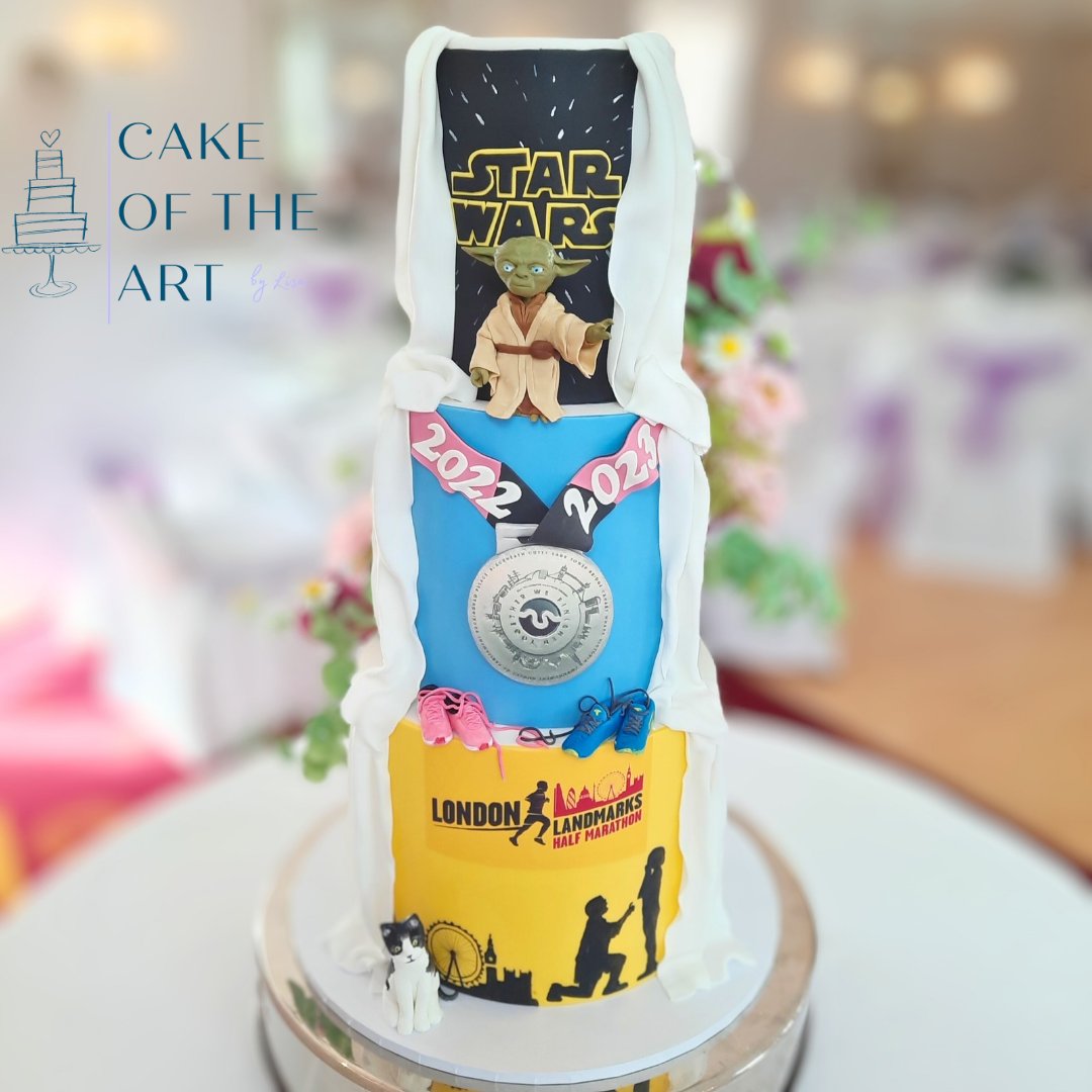 The 1st wedding cake of 2024! Spring vibes on the front with handmade flowers. On the back..all about the couple!