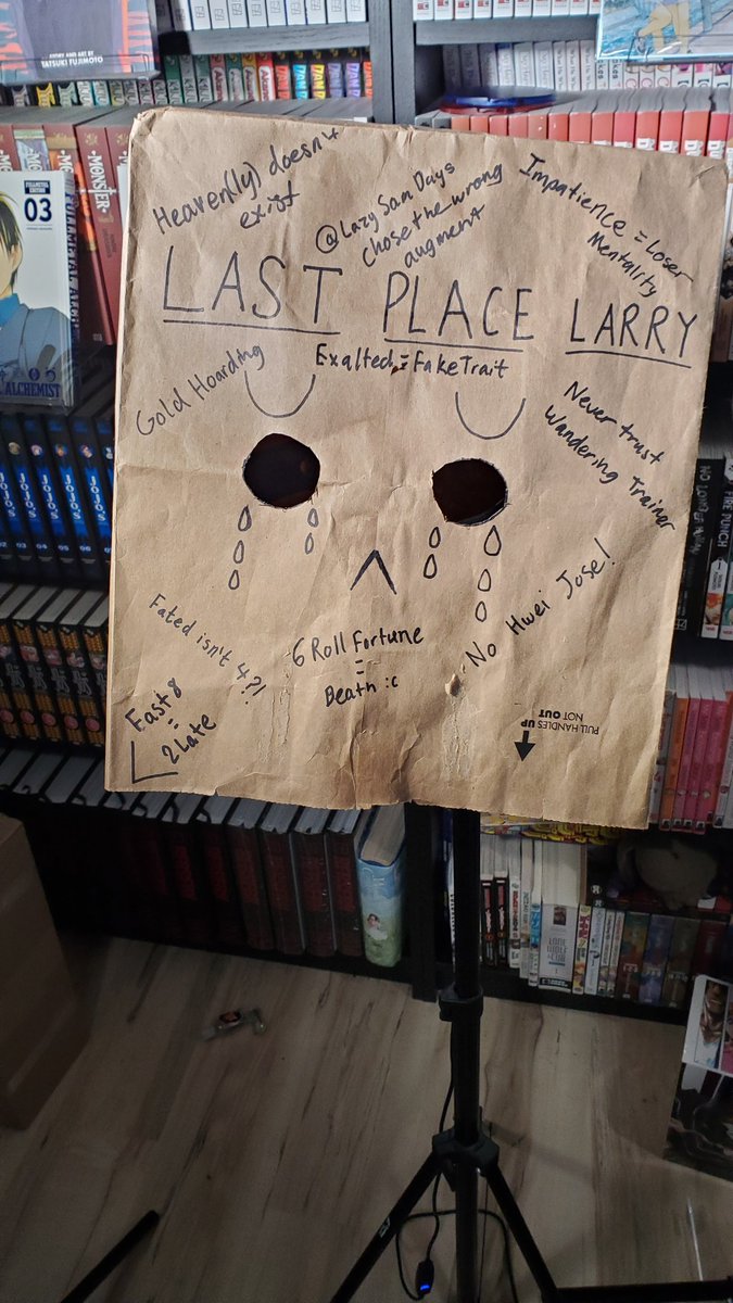 Kanashii (Kevin) (@kanashii_gg) on Twitter photo For my mutual in the <a href="/TFT/">Teamfight Tactics</a> space, here is my updated "Last Place Larry" bag. For every 8th on stream, I add the reason and a tear drop. And I can only remove it for getting 1st. Which reason do you relate to the most? For my mutual in the <a href="/TFT/">Teamfight Tactics</a> space, here is my updated "Last Place Larry" bag. For every 8th on stream, I add the reason and a tear drop. And I can only remove it for getting 1st. Which reason do you relate to the most?