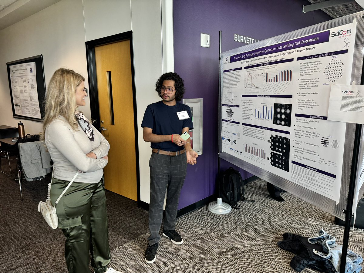 NaumovLab_TCU's tweet photo. 🧬Our lab started 2024 with their presentations at The 21st Annual Student Research Symposium @TCU_CSE @TCU
🥇Alina @alinavalim swept the floor by winning double awards! Best poster and the best SciCom Abstract award! https://t.co/kAfgeb4yDh