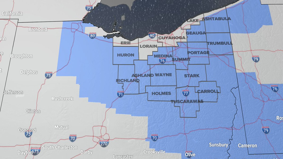 A new ADVISORY has been issued for the highlighted areas. We have more information available at wkyc.com and in the @wkyc app! #3weather #3News #OHwx #wx