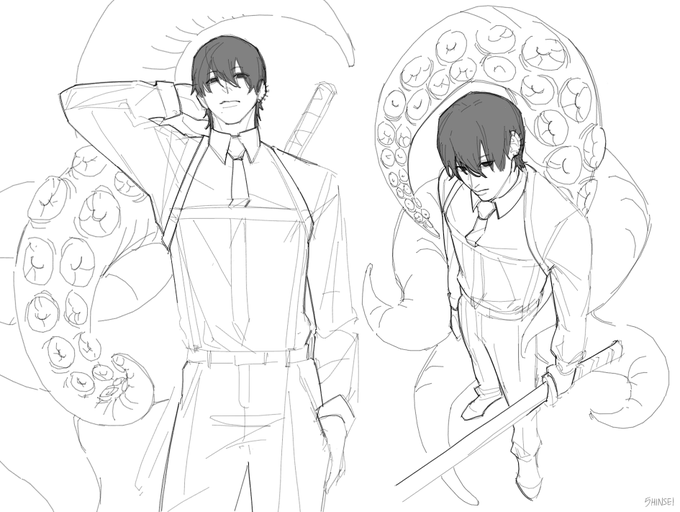 Yoshida was so hard to draw before but i think it finally clicked 
#チェンソーマン #rkgk 