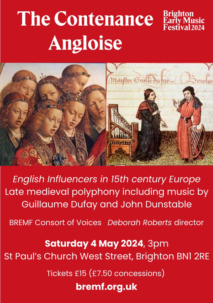The Contenance Angloise - @BREMF Consort of Voices sings 15th century #polyphony. 3pm, Sat 4 May, St Paul's Church, West St #Brighton nicks-classical-notes.blogspot.com/2024/04/the-co…