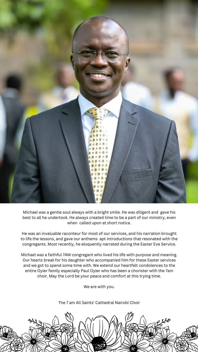 ASCchoirNairobi's tweet photo. Michael:
May the road rise to meet you. 
May the wind always be at your back. 
May the sun shine warm upon your face, and rains fall soft upon your fields. 
And until we meet again;
May God hold you in the palm of His hand. 
@allsaintsnrb  @PaulJOyier https://t.co/rxuLJVP3CQ