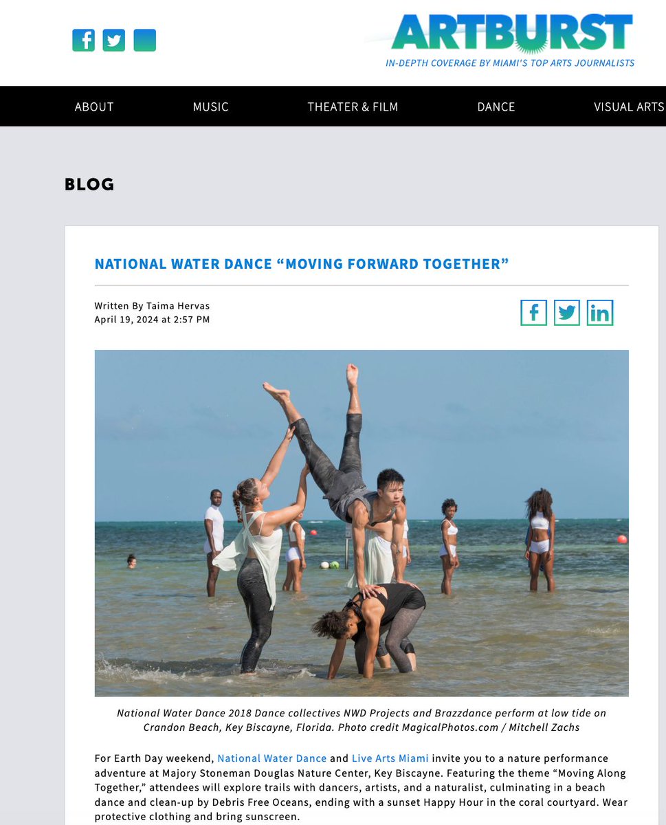 “The audience is not coming to sit down and watch dance at a beautiful location. They’re going to be discovering it in different places and then ending up on the beach with the Miami sound choir to finish the performance' Read here buff.ly/4b2cxem Thank you @ArtburstMiami