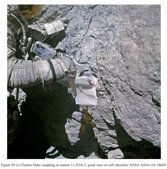I like that boulder. That's a NICE boulder! 
#Apollo sampling included a variety of geologic materials, and Astrogeology had a hand in helping astronauts recognize what samples would be most helpful to analyze. Check out this photo of Charlie Duke picking pieces off this boulder!