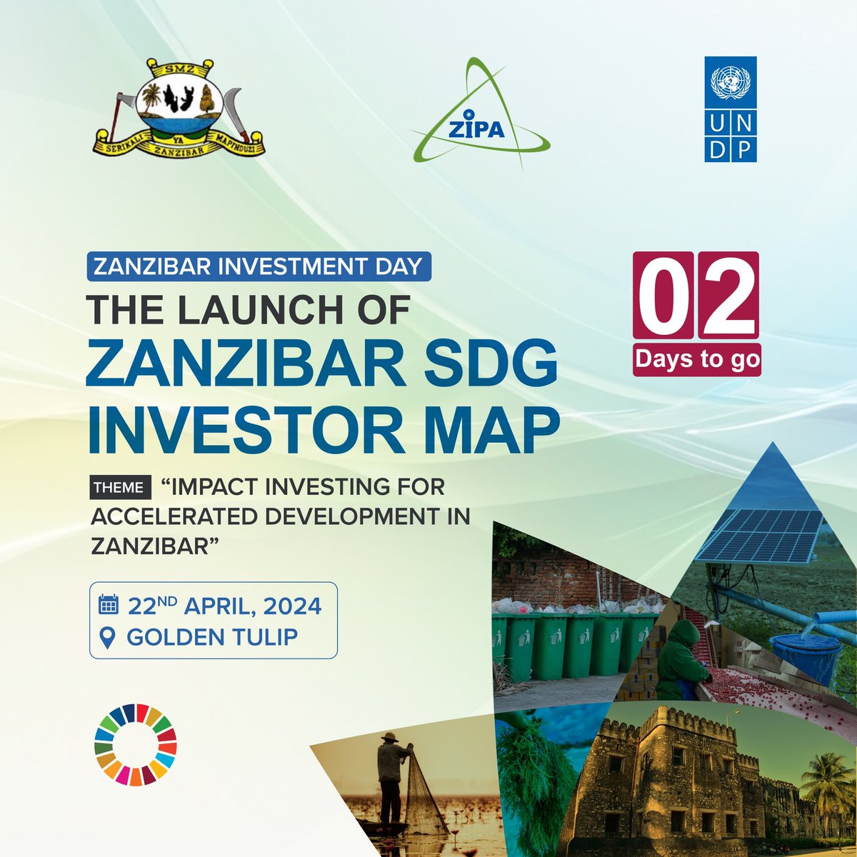 undptz's tweet photo. Only 2 days left until the Zanzibar SDG Investor Map launch! 

Don’t miss out on discussions about impact investment for accelerated development in Zanzibar. 

#SDGInvestorMap #ImpactInvestment . https://t.co/UXr3e65jrE