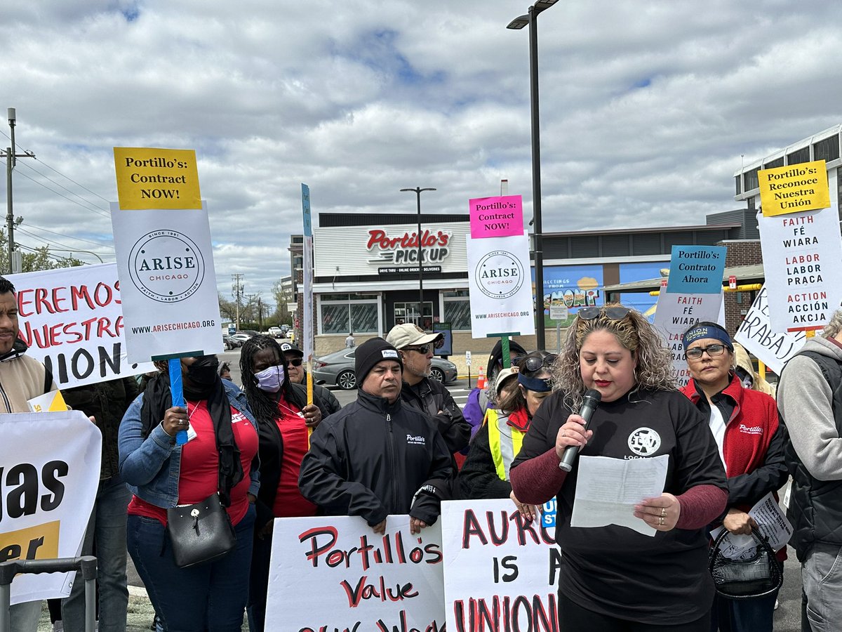 “I have to work another job just to make ends meet. No one should need more than one job just to survive. We need higher wages. We need a #union!” Maria #BeefWithPortillos @IWOrganizing