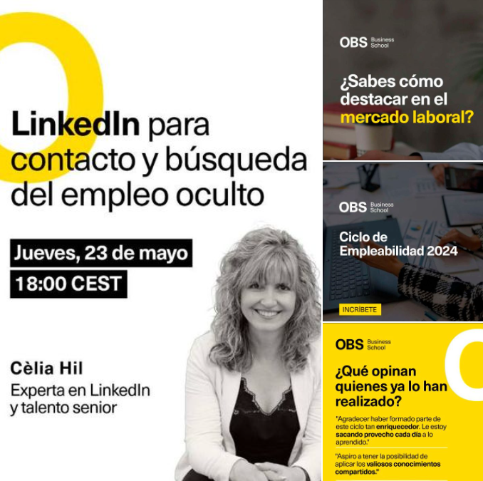 CeliaHil's tweet photo. Un placer participar en el Ciclo de #Empleabilidad 2024 de @ObsSchool hablando de cómo conseguir #empleo o #clientes con #LINKEDIN 
🗓️ 23  mayo 
⏰ 18h
Exclusivo para alumnos y alumni de #OBS #OBScareers 

👉https://t.co/ETJxZlI2lW

#OBSBusinessSchool #eLearning #RRHH #CèliaHil https://t.co/oD1GS58Kux