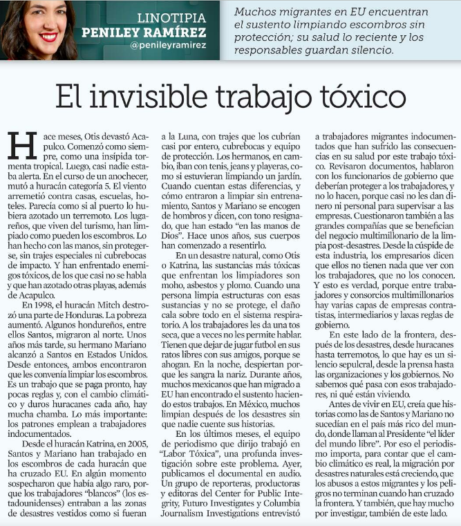 20/4/2024; 'Reforma', Peniley Ramírez.- «El invisible trabajo tóxico»:
#NarcoPresidenteAMLO41
#NarcoCandidataClaudia41
#MiVotoParaXóchitl4 .