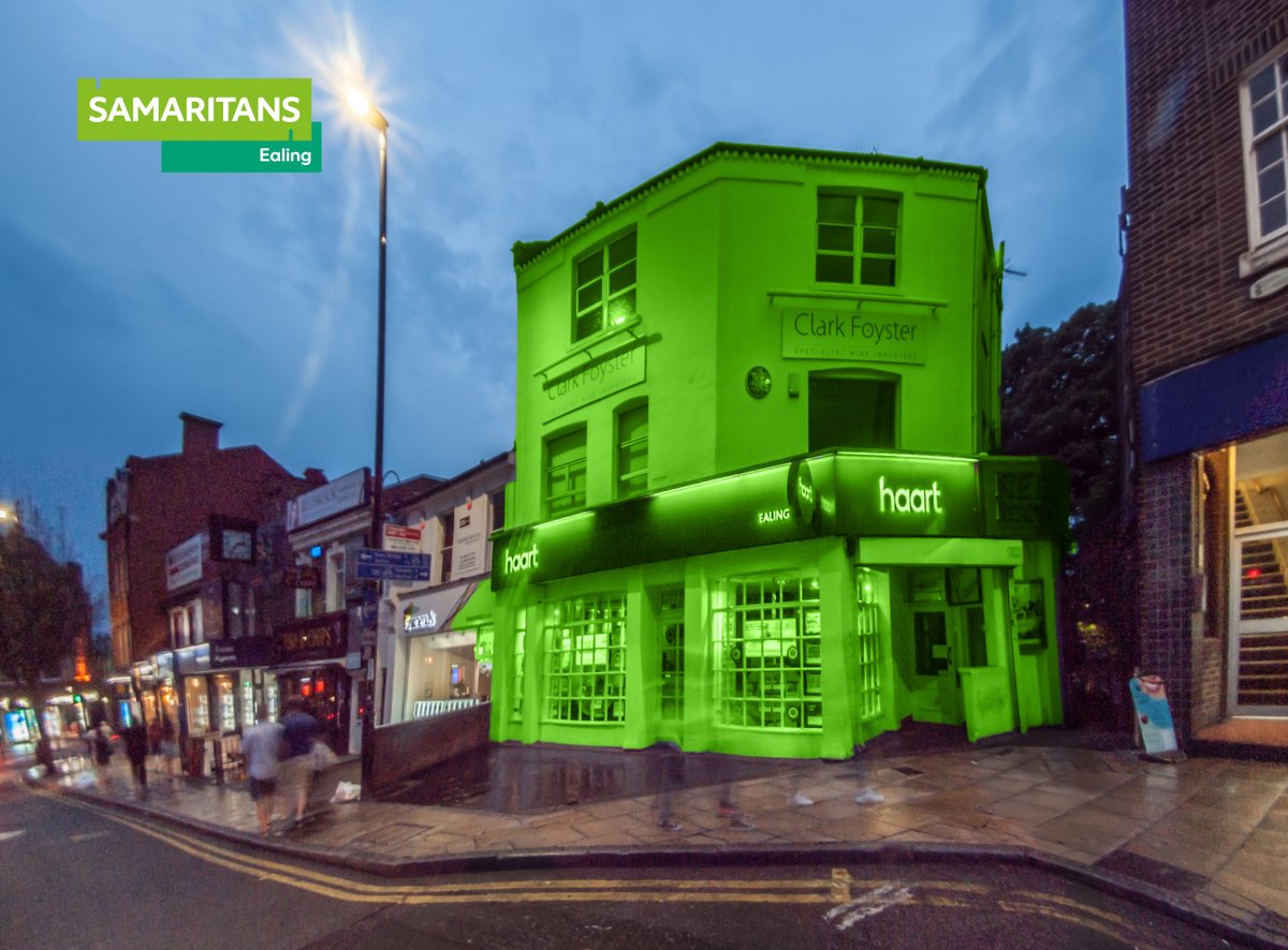 We’ve been turning #Ealing buildings green this evening to back #TeamSamaritans in tomorrow’s @LondonMarathon @samaritans #marathon2024 #BelieveinTomorrow #marathon. This is the famous @TheEalingClub